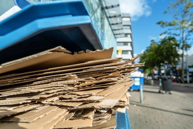 Corrugated boxes in recycling bin